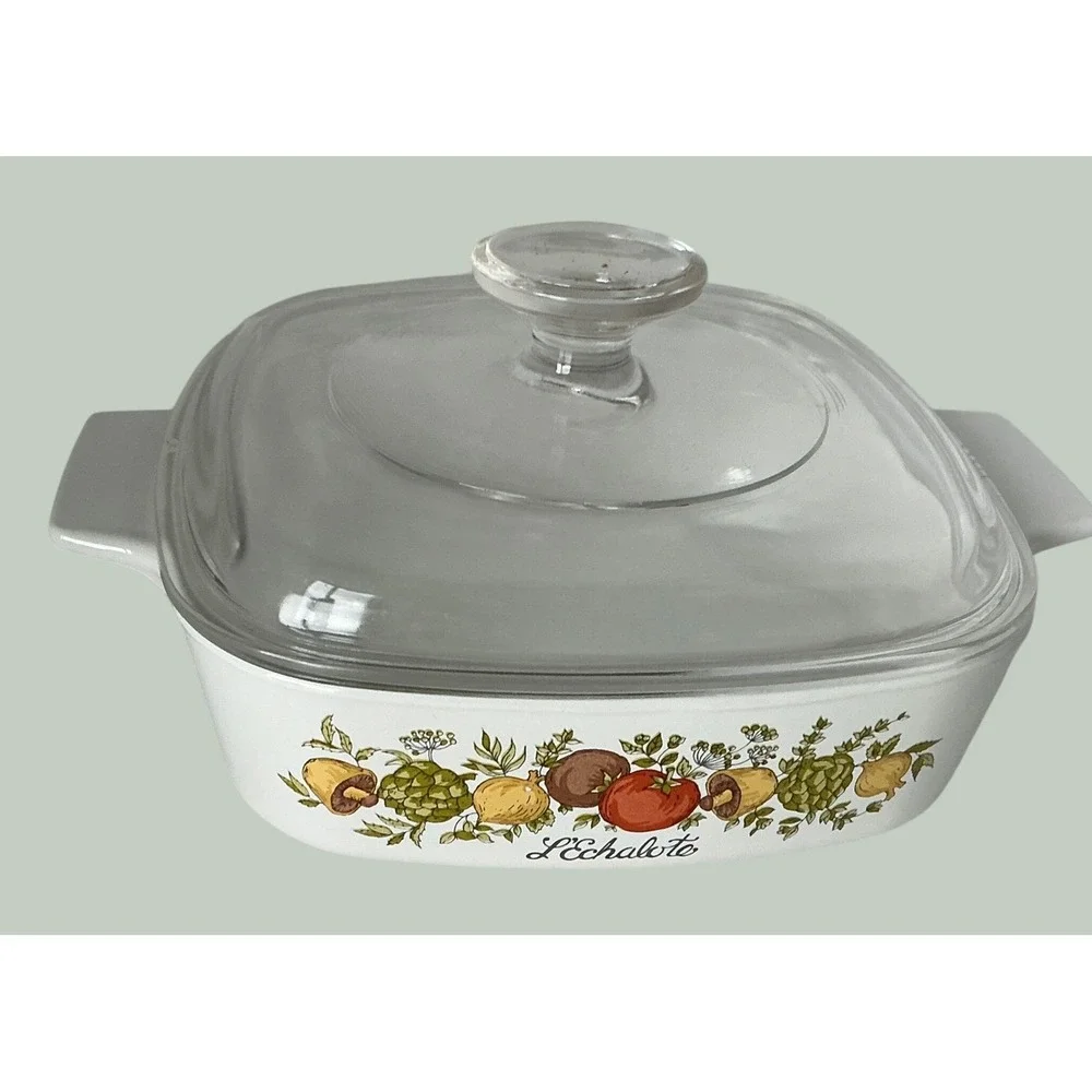 Corning Ware Vintage Spice of Life L'Echalote Casserole Dish 1 Quart A-1-B Lid